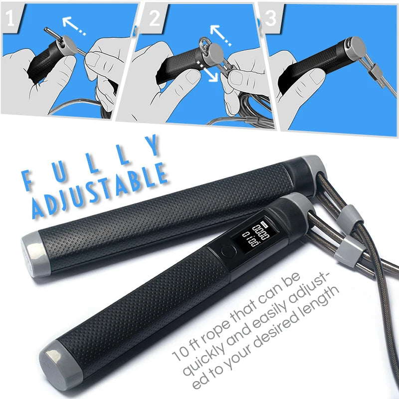KYTO Jump Rope Digital Counter for Indoor/Outdoor Fitness Training Boxing Adjustable Calorie Skipping Rope Workout