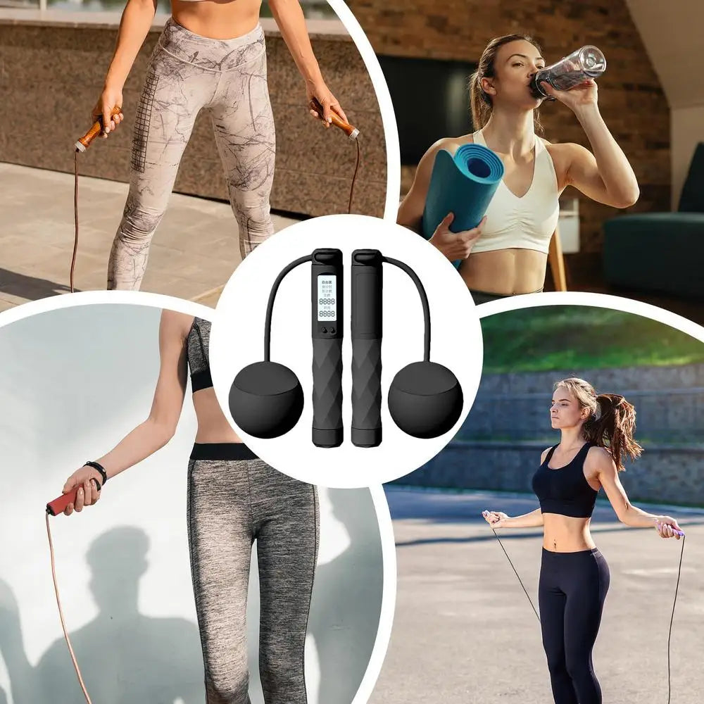 Ropeless Jump Rope Anti-slip Cordless Skipping Rope Counting Smart Weight System Indoor Fitness Equipment Adjustable Digital